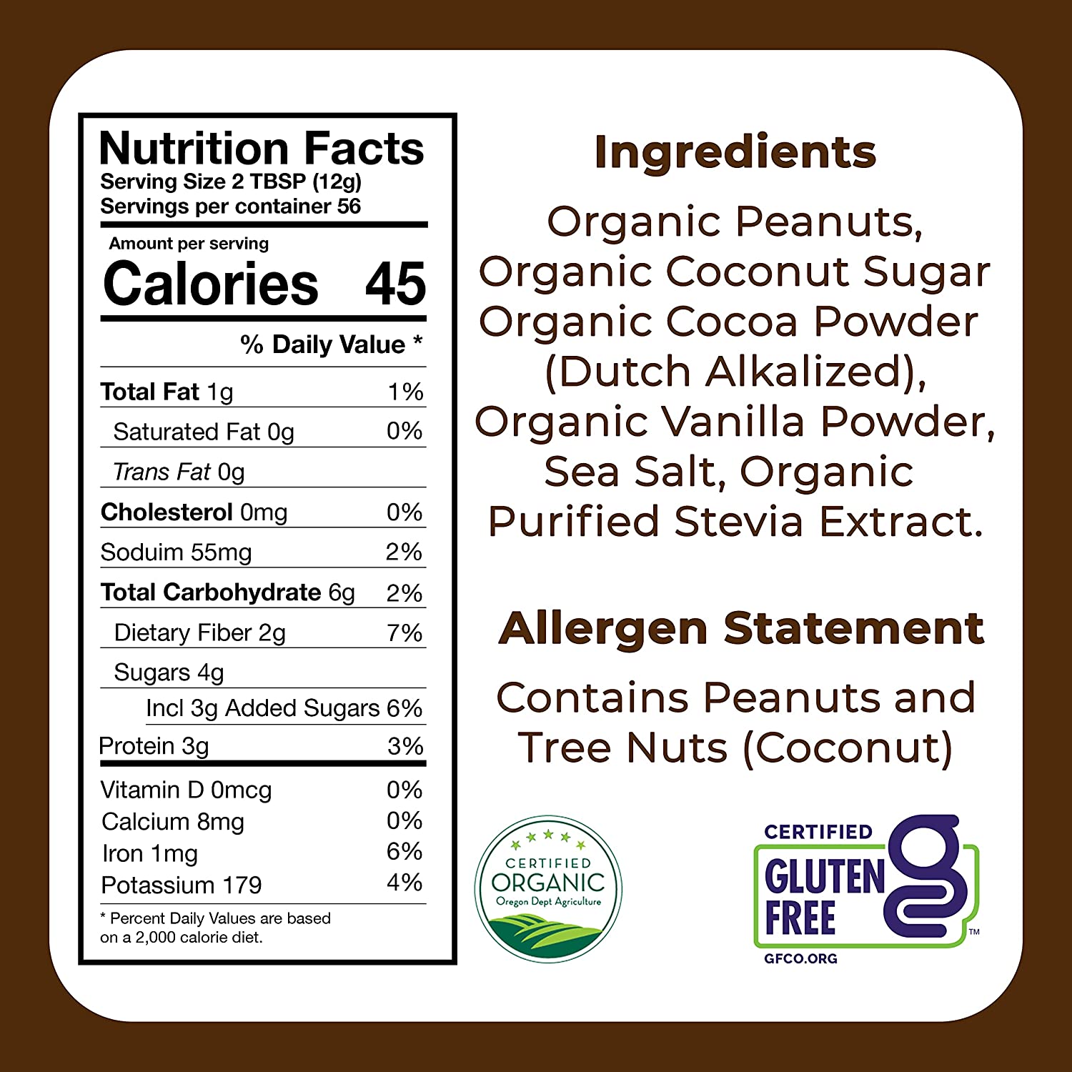 organic powdered peanut butter ingredients