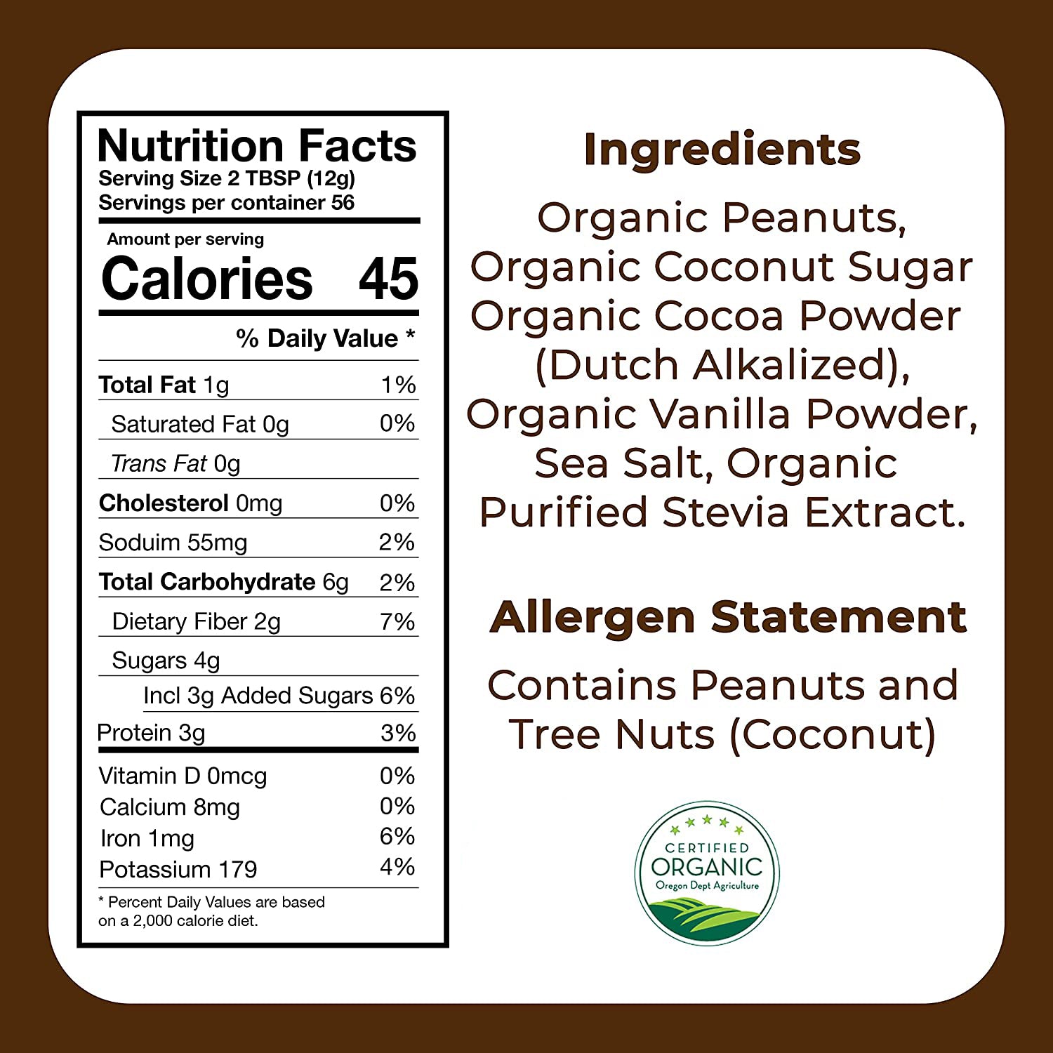Chocolate Powdered Peanut Butter ingredients