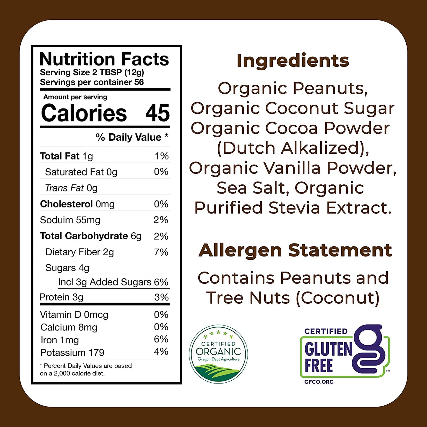 organic powdered peanut butter ingredients