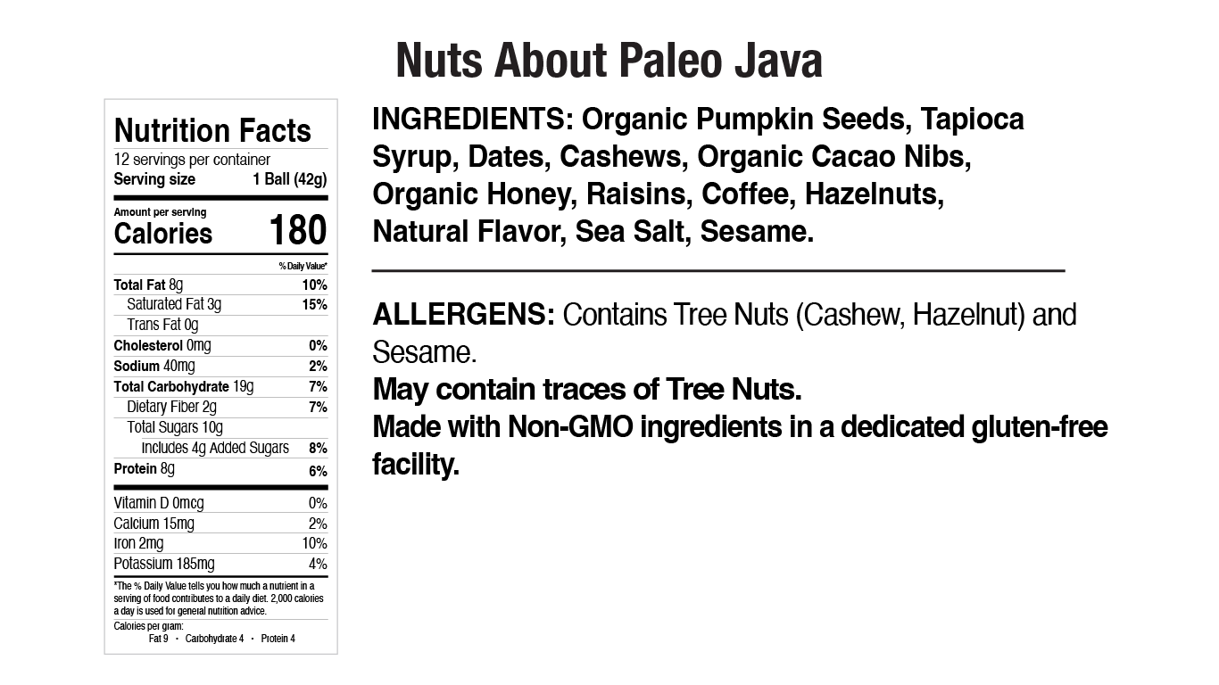 Paleo Java Energy Balls ingredients