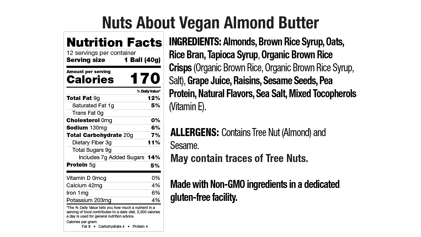 Vegan Almond Butter Energy Balls nutrition